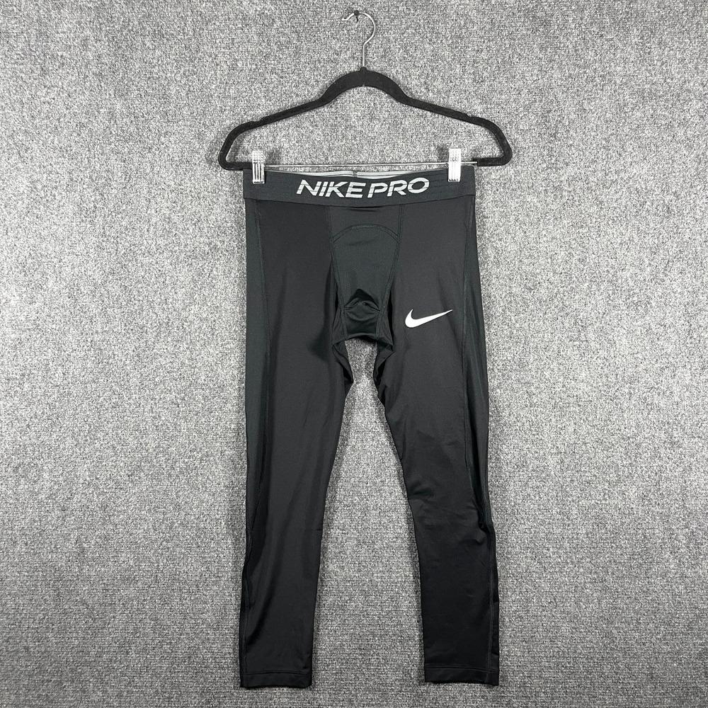 Nike Pro Tight Fit Compression Leggings Pants 24" inseam Black Mens Medium #3056